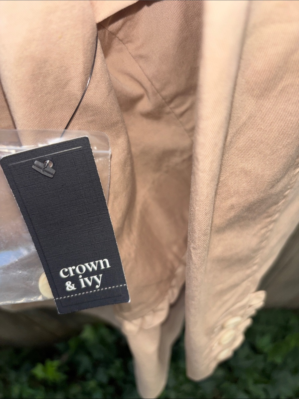 Crown & Ivy Curvy Feminine Ruffle Khaki Blazer Jacket Coat Plus Size 2X NWT - Picture 9 of 10